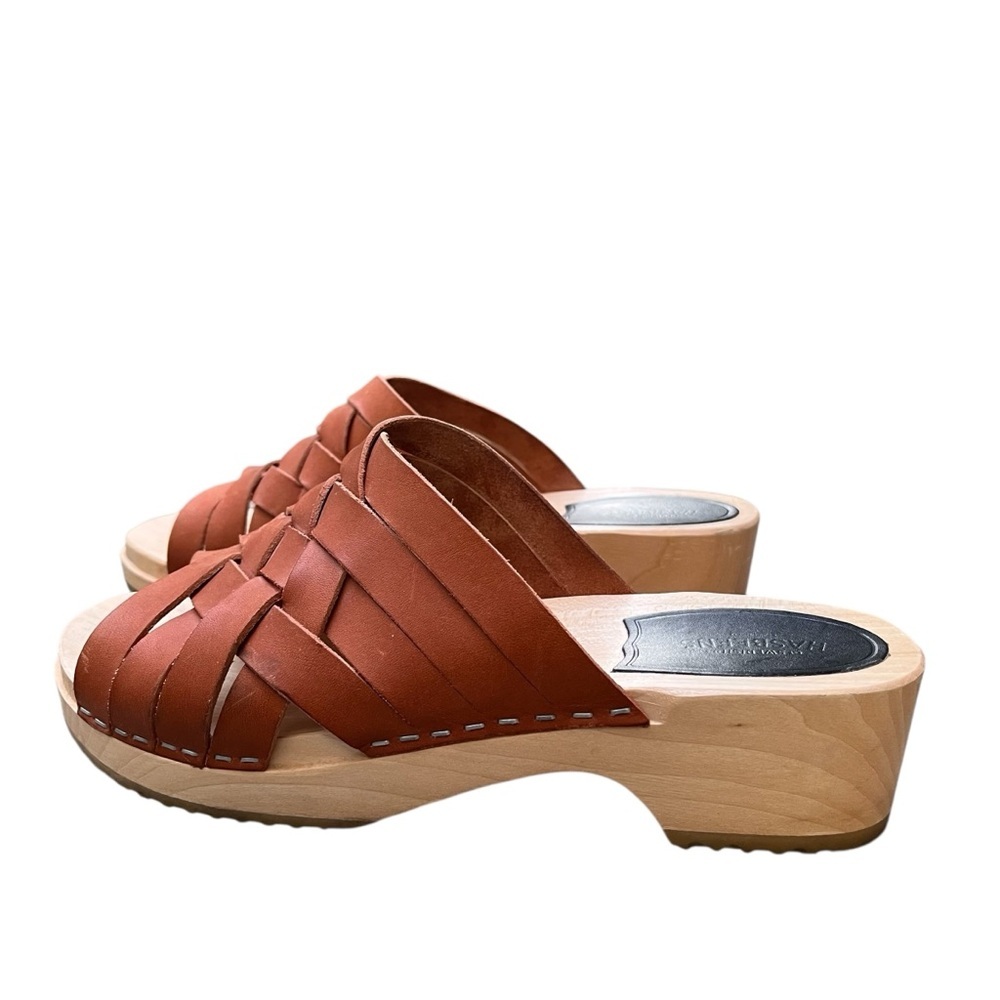 Swedish Hasbeens ‘Britta’ Brown Woven Open Toe Clogs Mules. Size 10 (40) - Picture 4 of 8